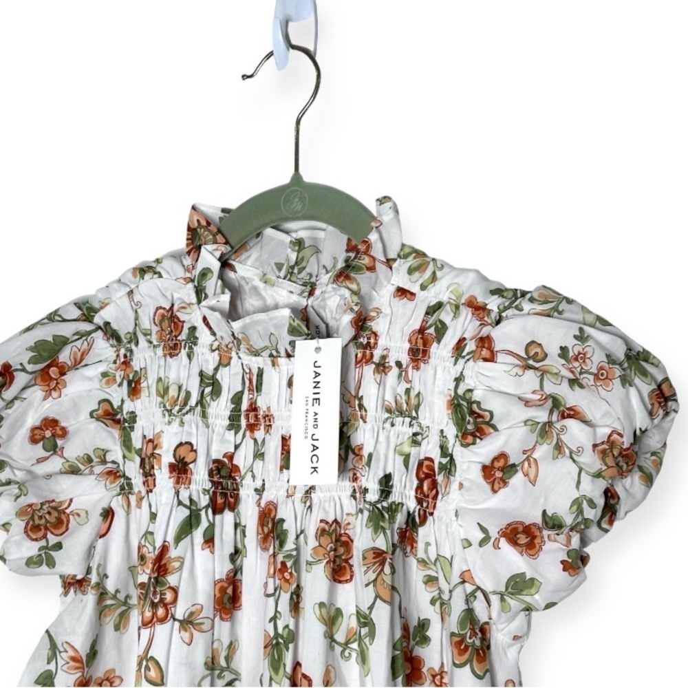 Janie and Jack Floral Smocked Bubble Sleeve Top 16 - Picture 3 of 5
